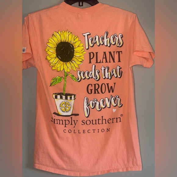 Simply Southern Teacher Sunflower Teachers Plant Seeds Tee size small - Picture 5 of 8